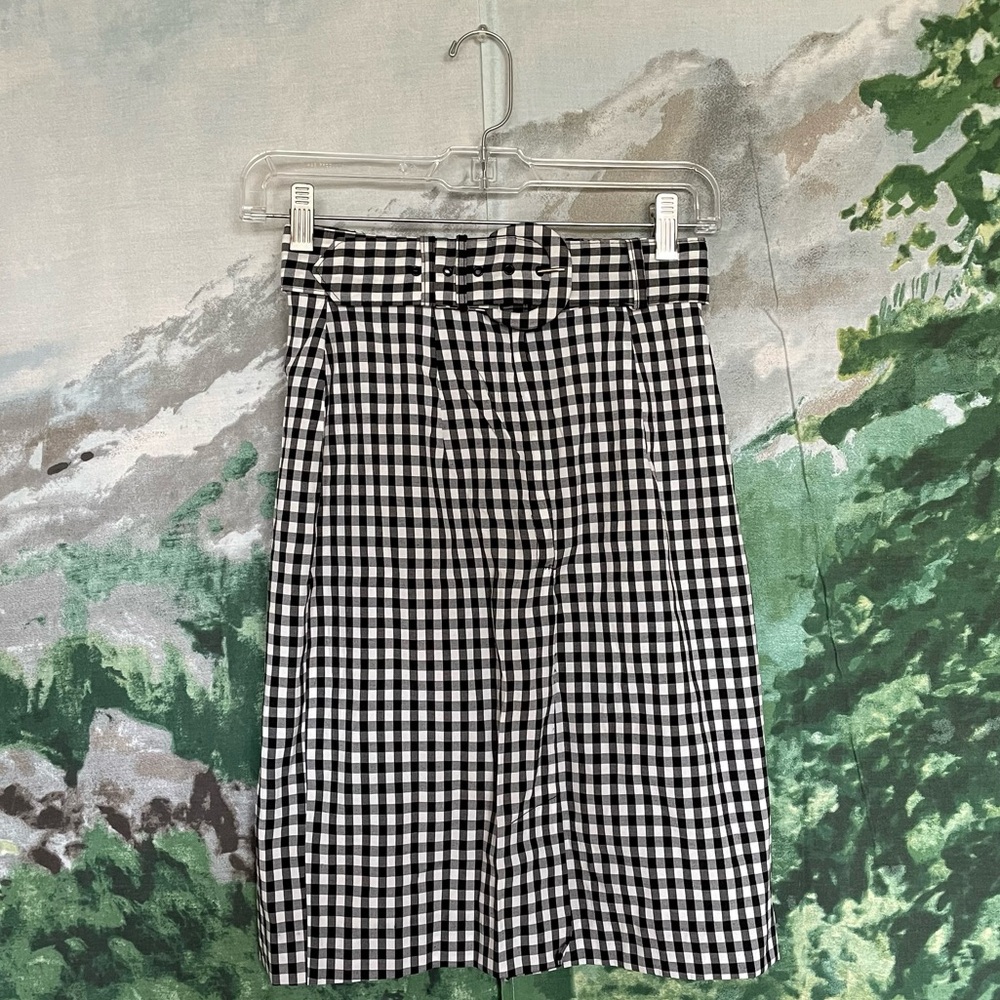 Vintage 90's Black and White Gingham Skirt with Belt, Size 5